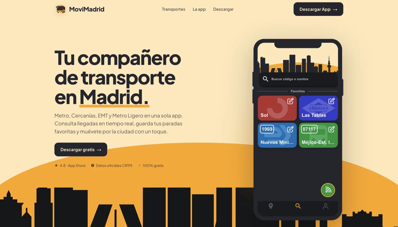 MoviMadrid landing page